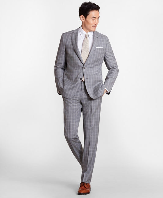 Brooks Brothers Men Regent Fit Three-Button Check 1818 Suit
