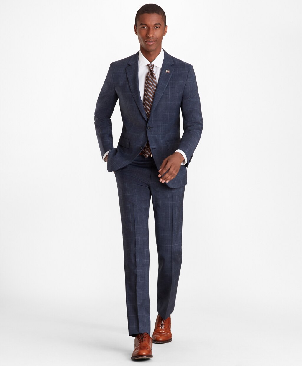 Brooks Brothers Men Milano Fit Plaid 1818 Suit