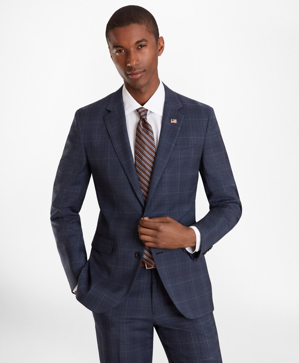 Brooks Brothers Men Milano Fit Plaid 1818 Suit