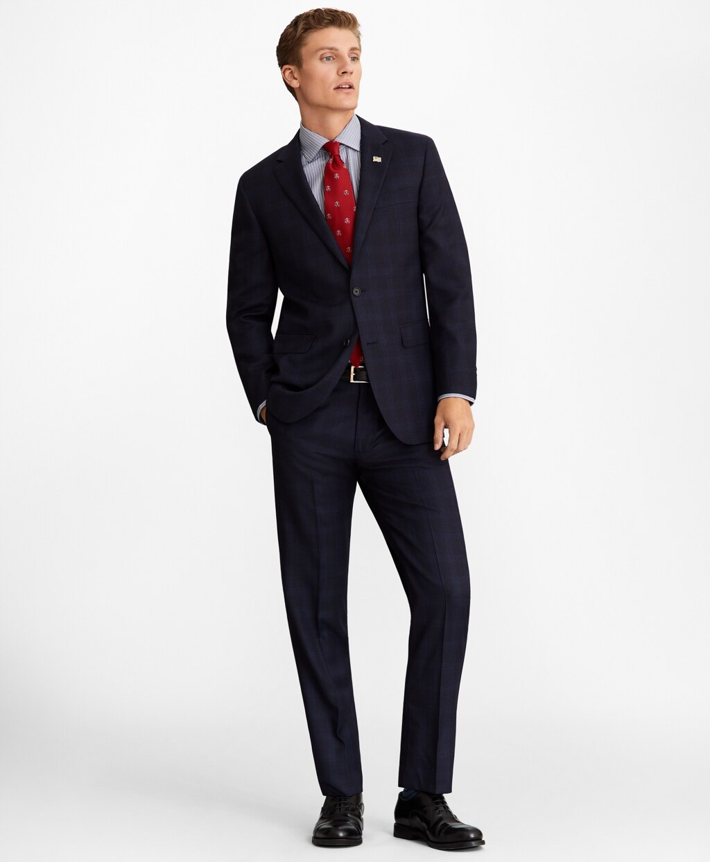 Brooks Brothers Men Milano Fit Plaid 1818 Suit