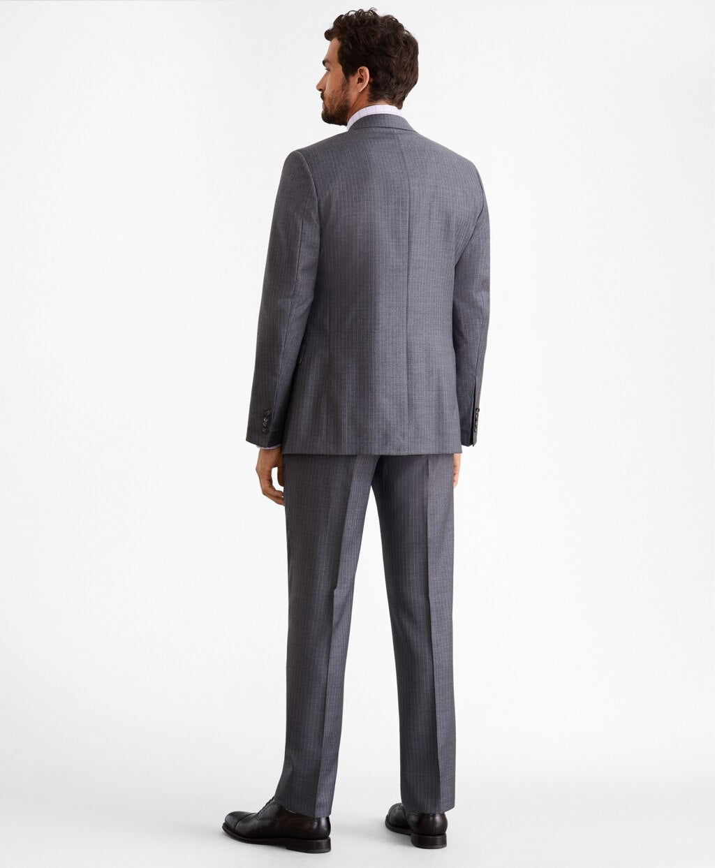 Brooks Brothers Men Regent Fit Two-Button Grey Stripe 1818 Suit