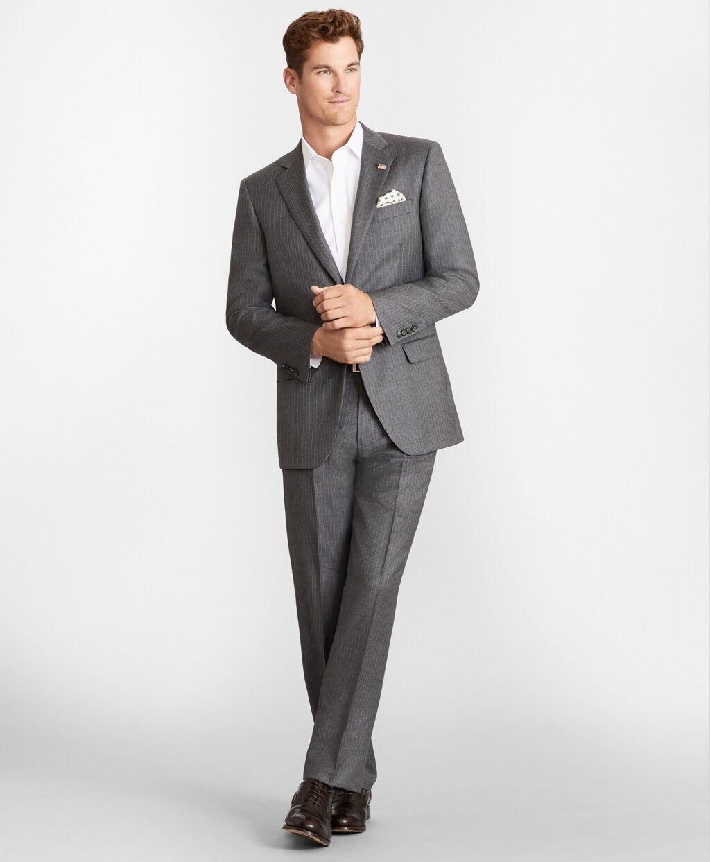 Brooks Brothers Men Madison Fit Two-Button Stripe 1818 Suit