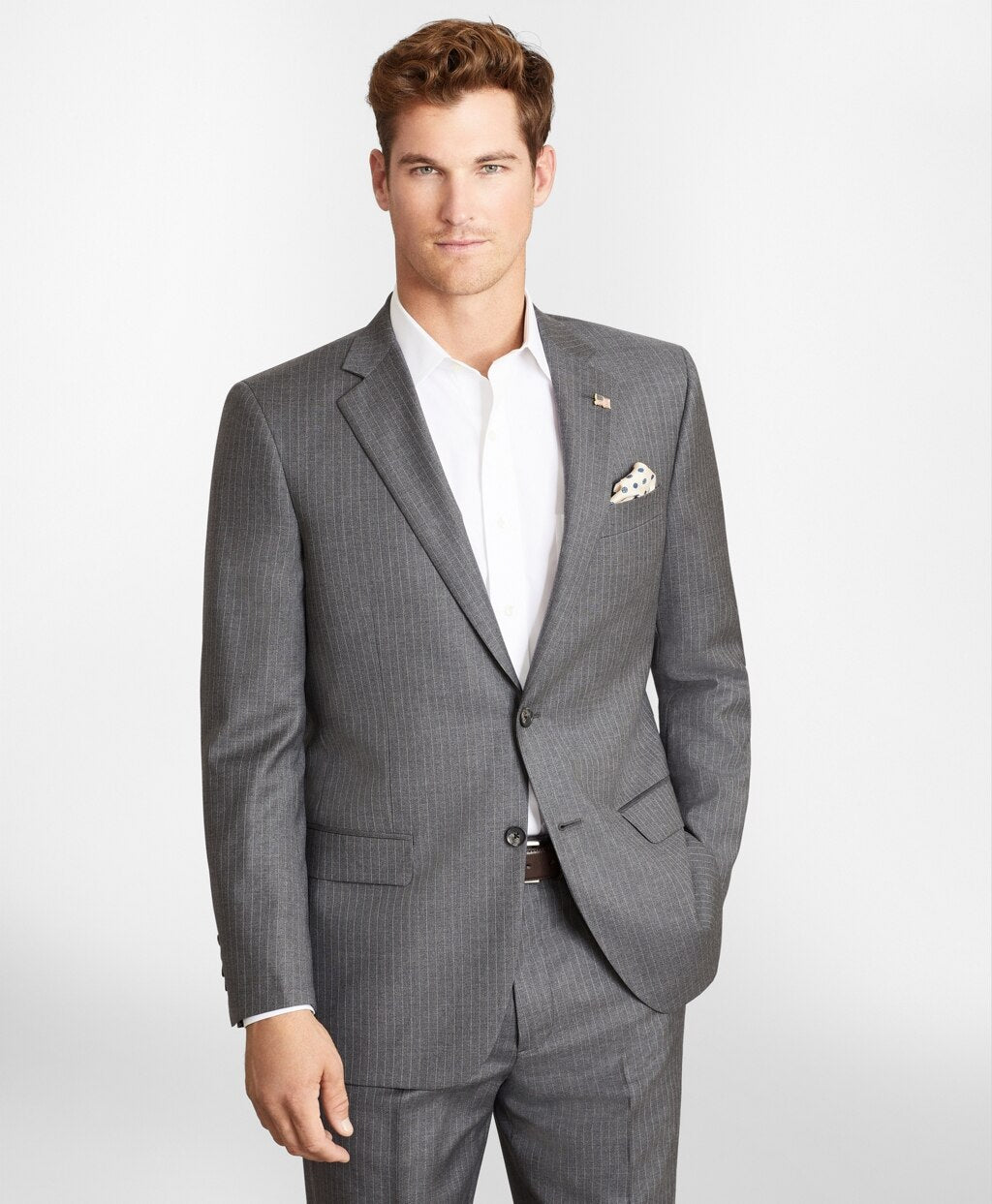 Brooks Brothers Men Madison Fit Two-Button Stripe 1818 Suit