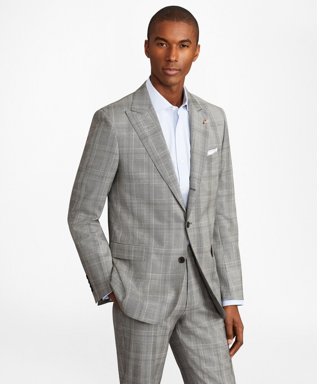 Brooks Brothers Men Regent Fit Three-Button Plaid 1818 Suit