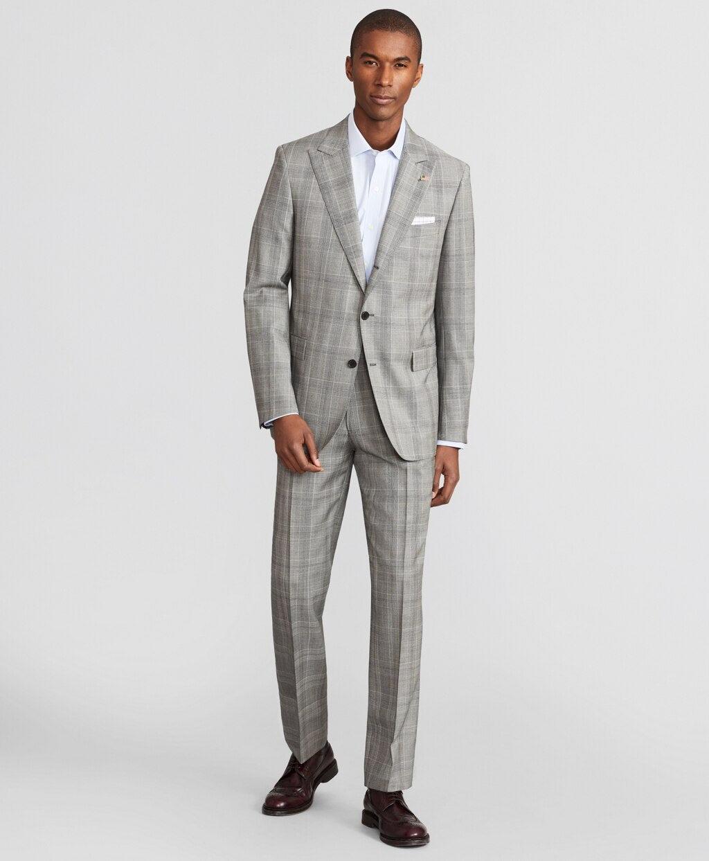 Brooks Brothers Men Madison Fit Three-Button Plaid 1818 Suit