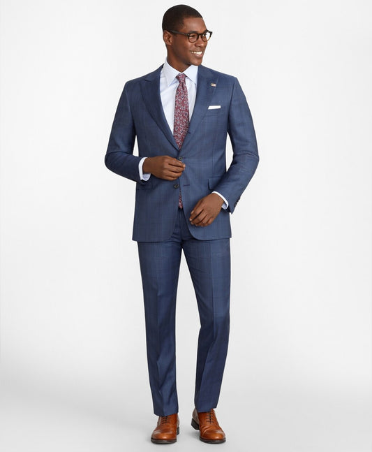 Brooks Brothers Men Regent Fit Three-Button Plaid 1818 Suit