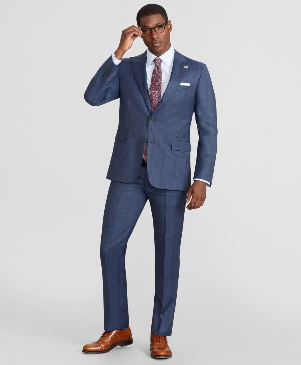 Brooks Brothers Men Madison Fit Three-Button Plaid 1818 Suit