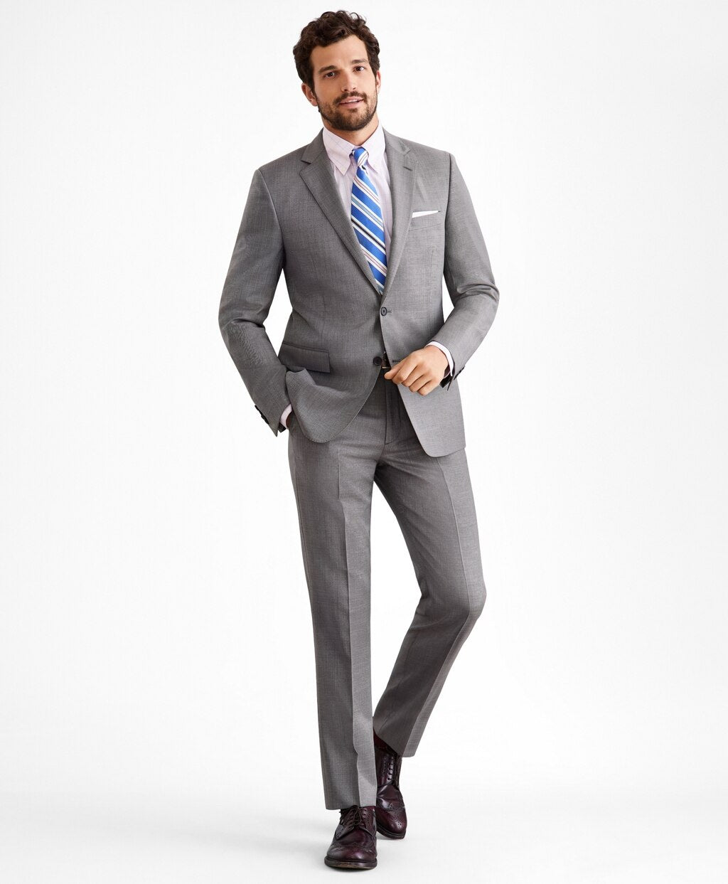 Brooks Brothers Men Regent Fit Two-Button Grey 1818 Suit