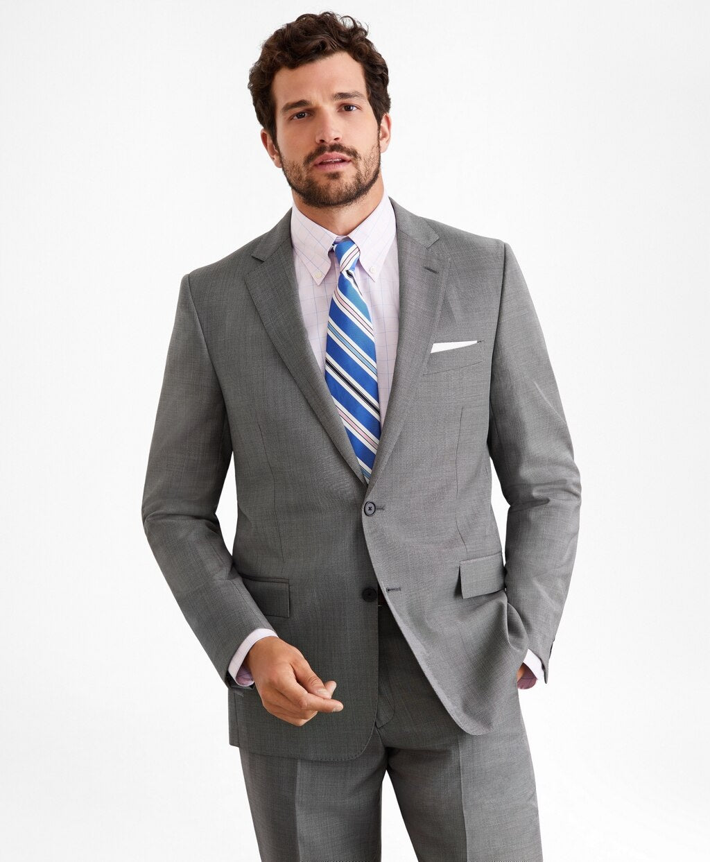 Brooks Brothers Men Regent Fit Two-Button Grey 1818 Suit