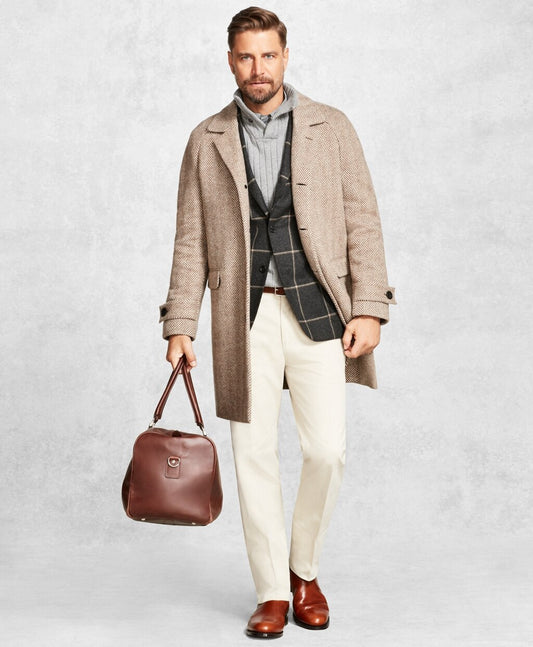 Brooks Brothers Men Golden Fleece® Herringbone Topcoat