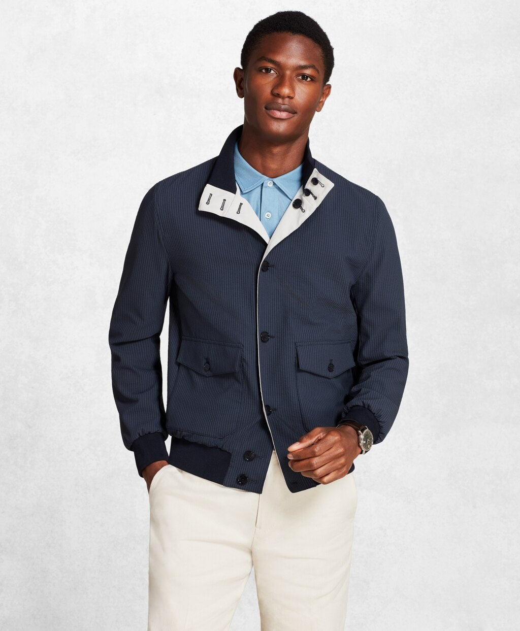 Brooks Brothers Men Golden Fleece® Seersucker Reversible Bomber