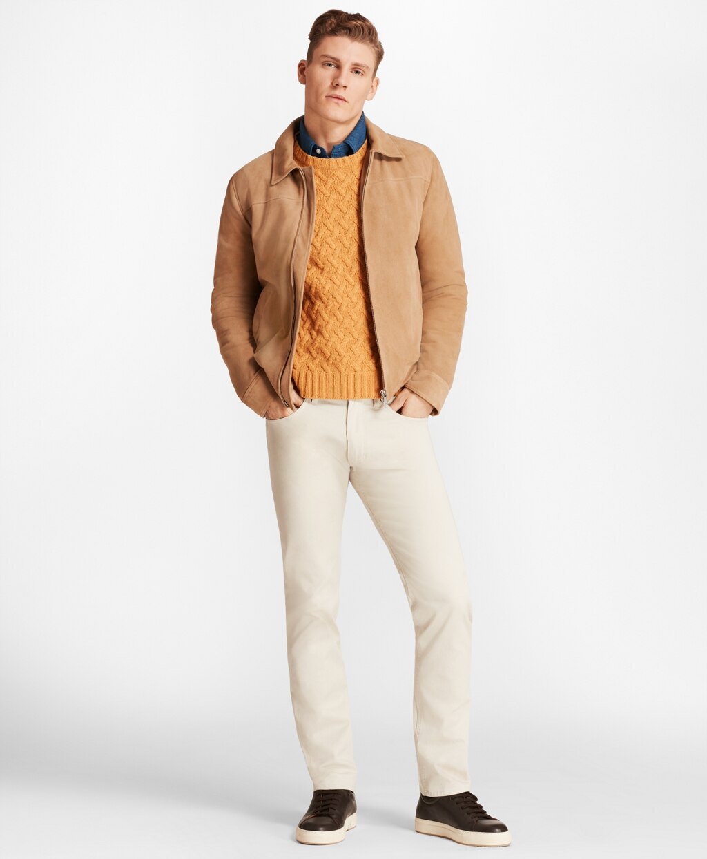 Brooks Brothers Men Suede Bomber