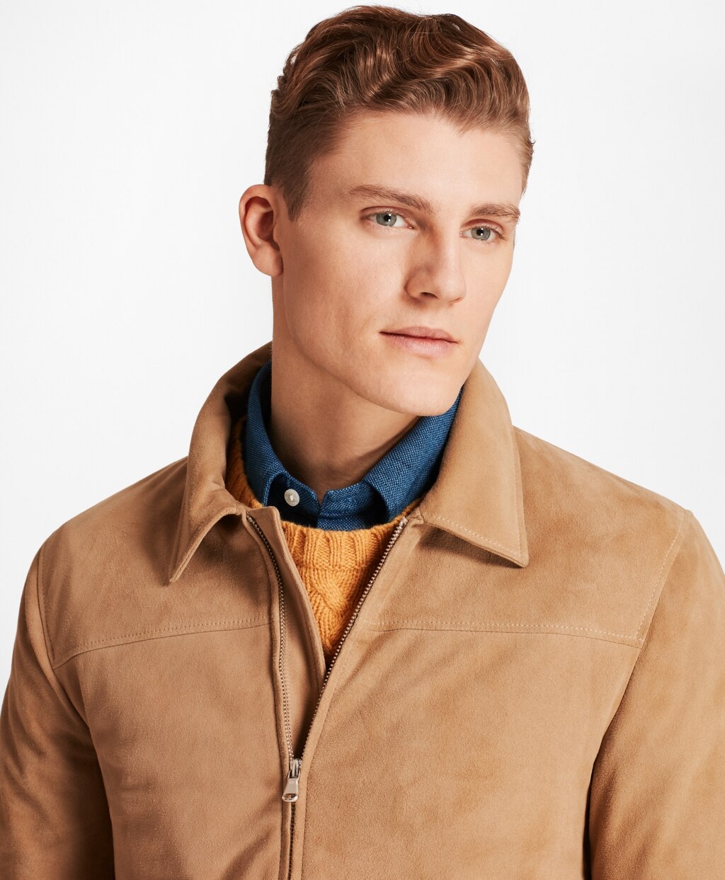 Brooks Brothers Men Suede Bomber