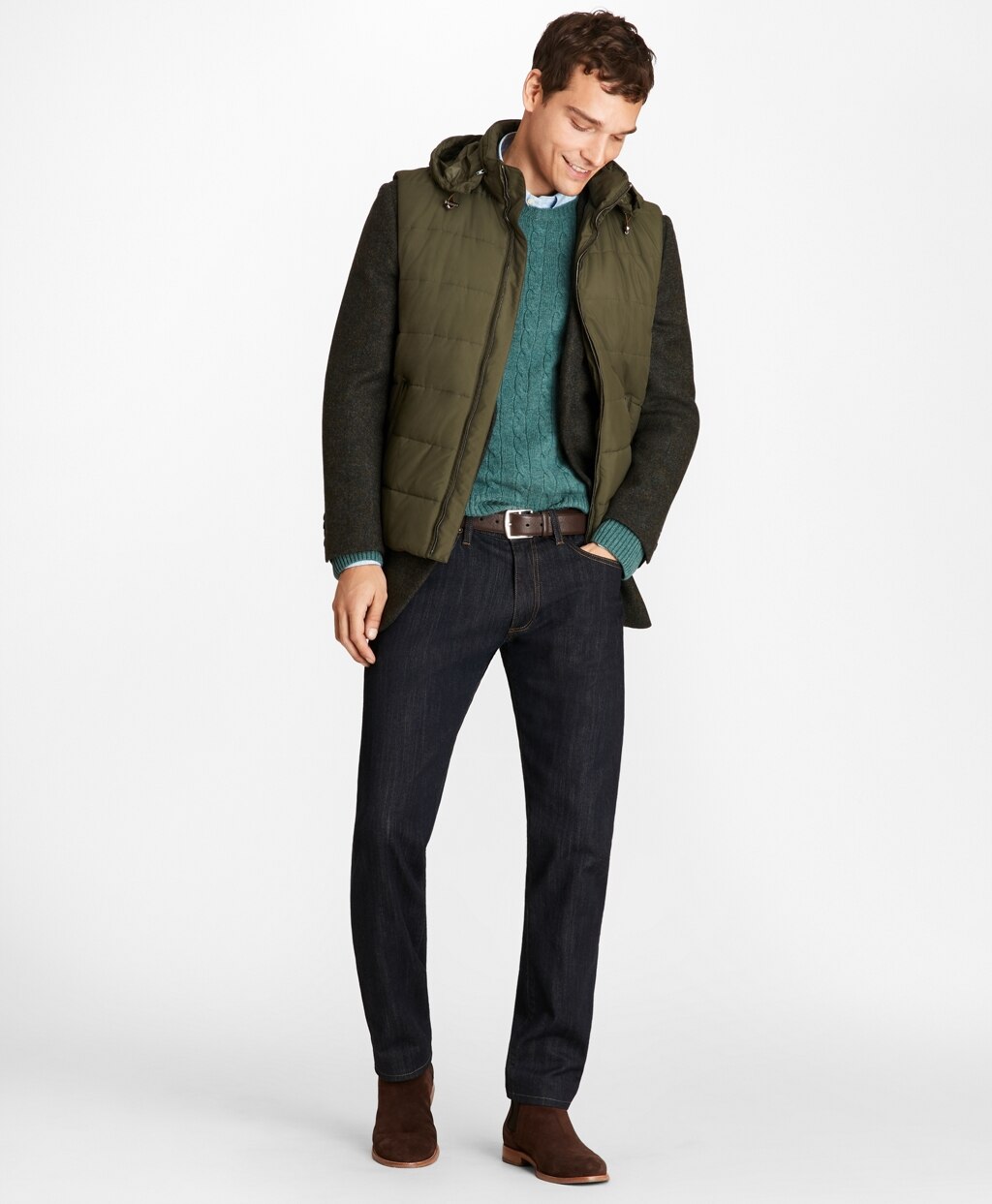 Brooks Brothers Men Water-Repellent Tech Twill Quilted Vest