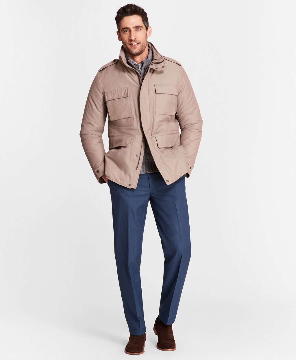 Brooks Brothers Men Water-Repellent Tech Twill Field Jacket