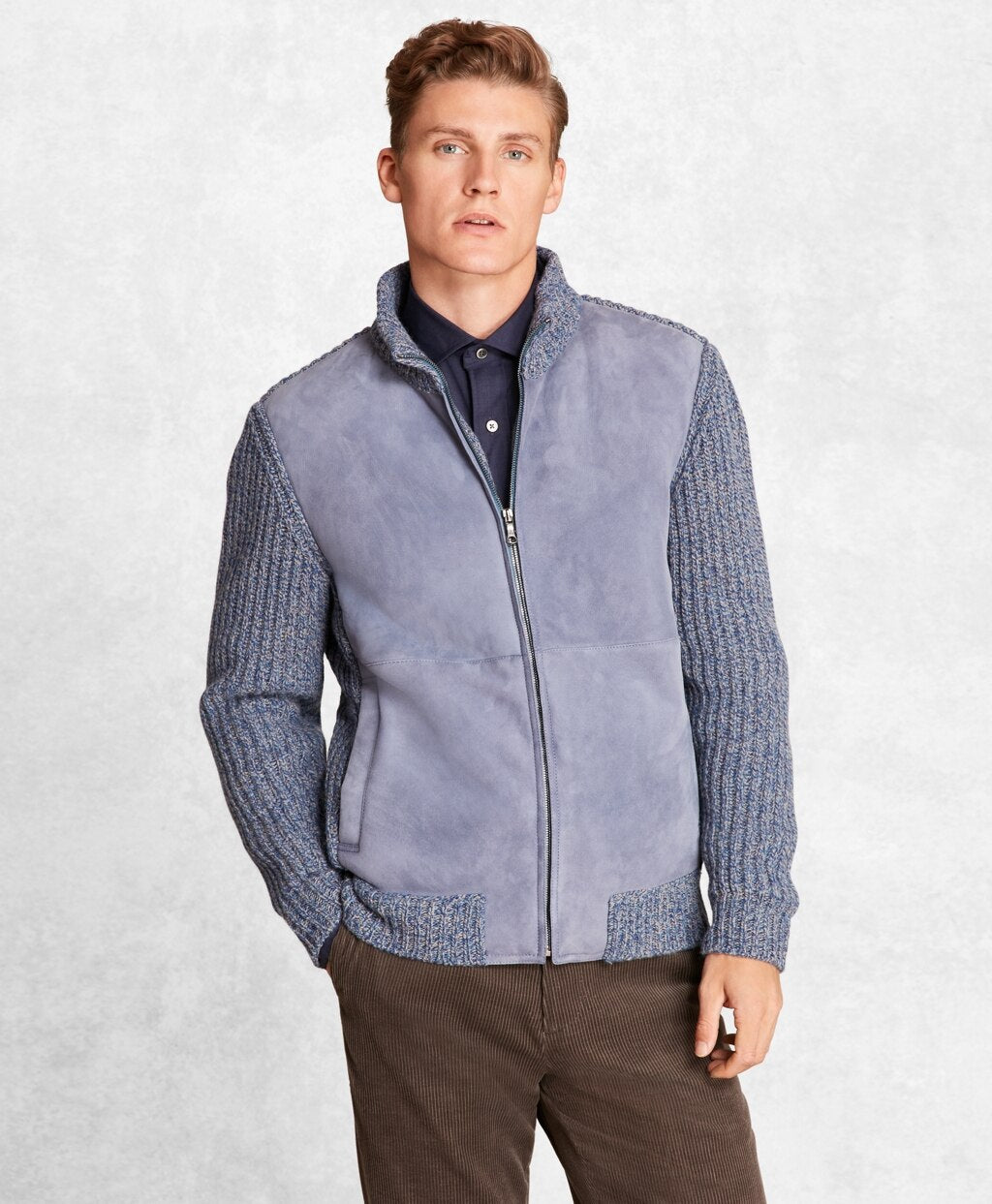 Brooks Brothers Men Golden Fleece® Shearling Zip-Up Cardigan Jacket
