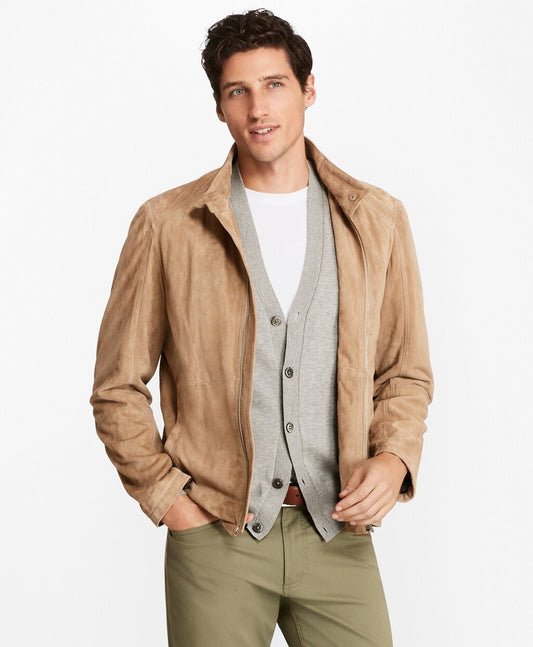 Brooks Brothers Men Suede Bomber Jacket