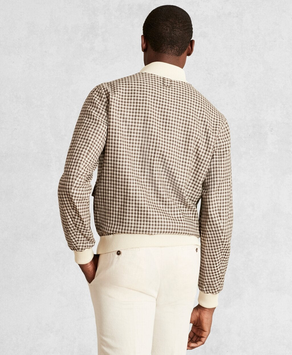 Brooks Brothers Men Golden Fleece® Wool Linen Houndstooth Bomber Jacket