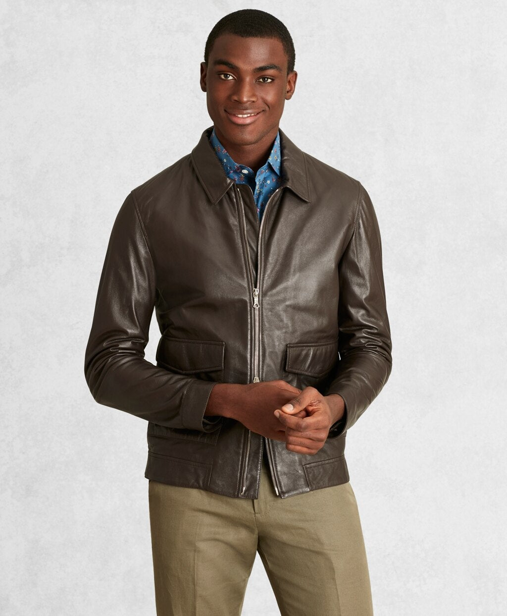 Brooks Brothers Men Golden Fleece® Leather Bomber Jacket