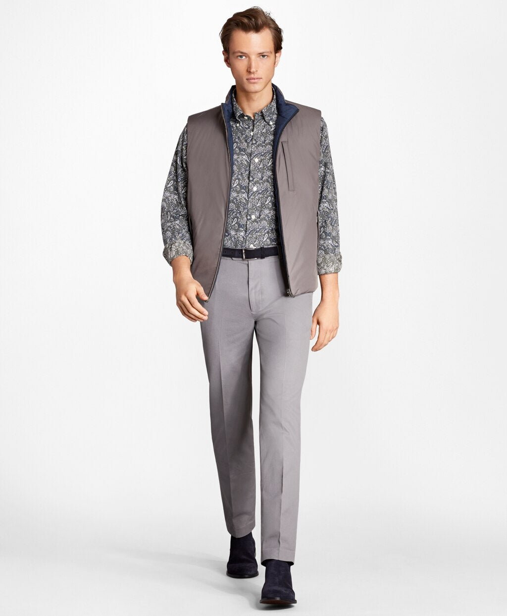 Brooks Brothers Men Reversible Quilted Down Vest