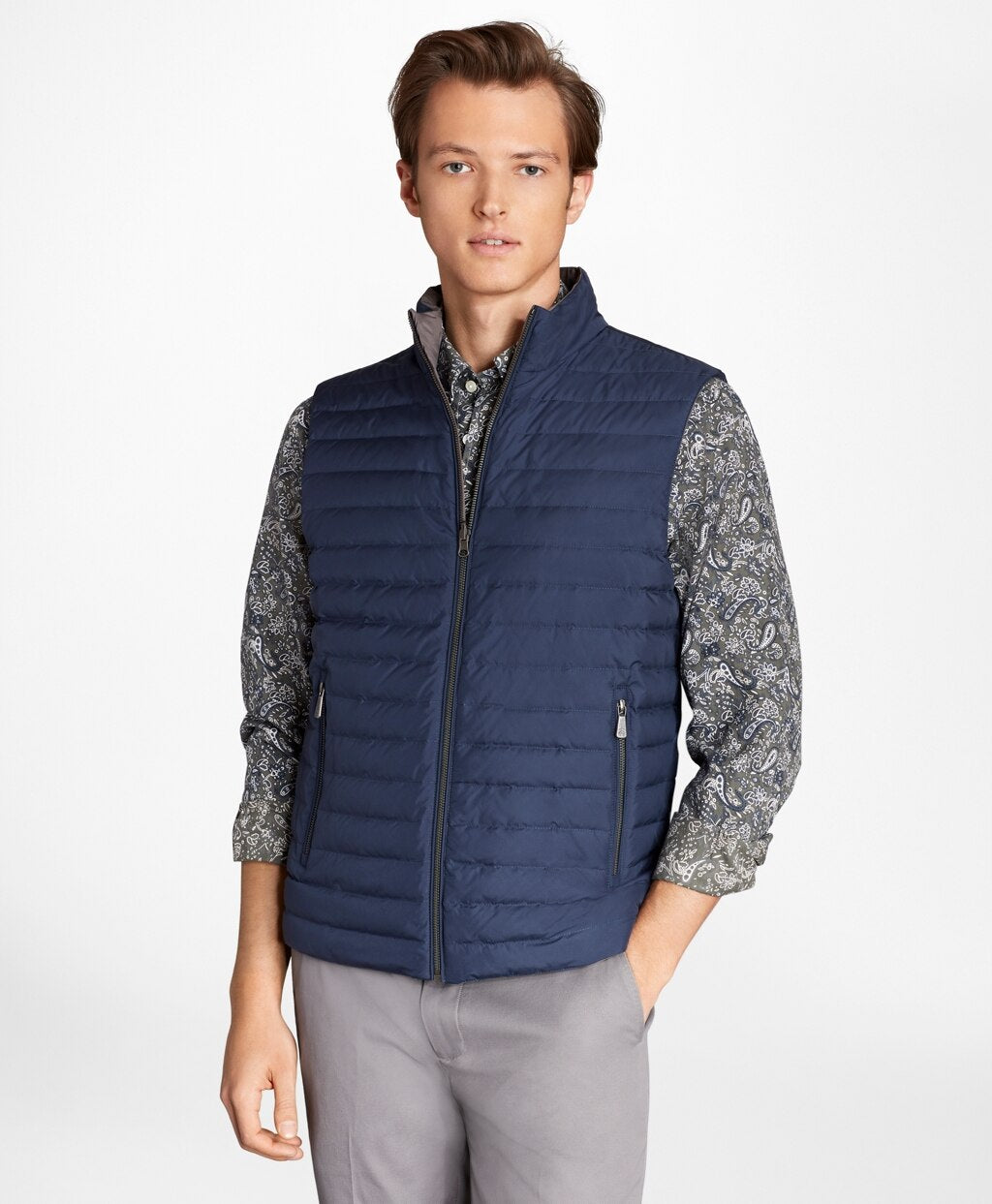 Brooks Brothers Men Reversible Quilted Down Vest