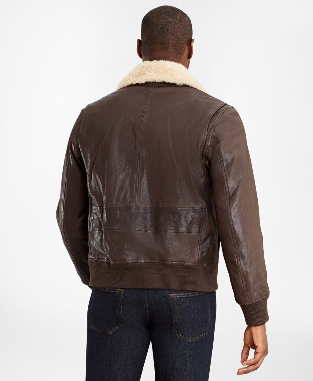 Brooks Brothers Men Leather Aviator Jacket