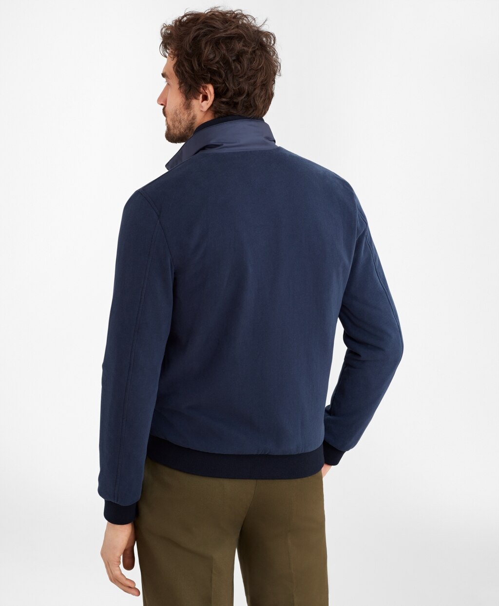 Brooks Brothers Men Mixed-Media Quilted Bomber Jacket