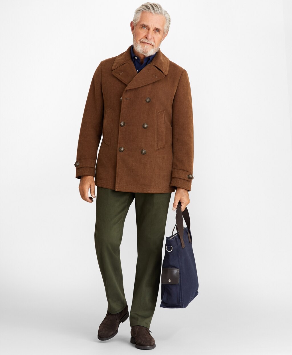 Brooks Brothers Men Brushed Canvas Peacoat