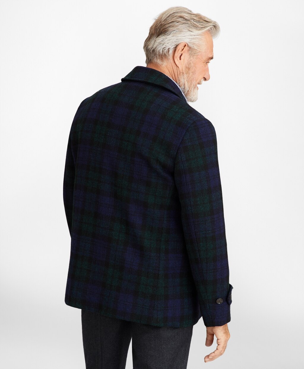 Brooks Brothers Men Harris Tweed Black Watch Walking Coat