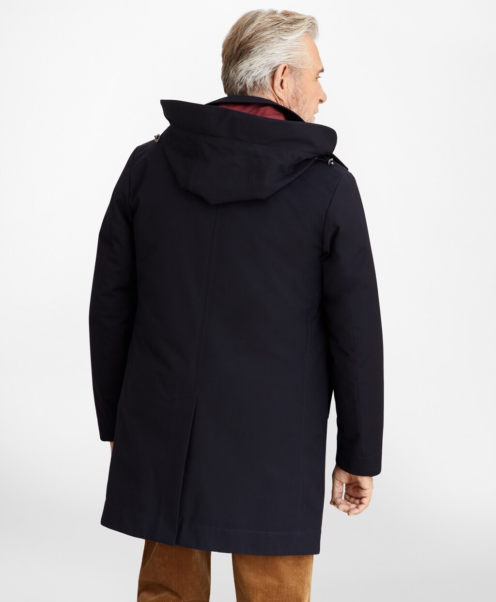 Brooks Brothers Men Bonded Twill Hooded Topcoat
