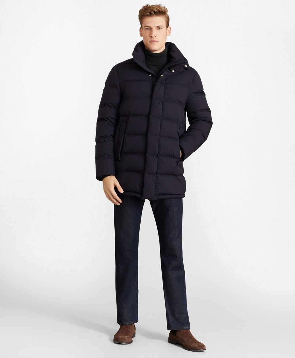 Brooks Brothers Men Quilted Down Long Puffer Coat