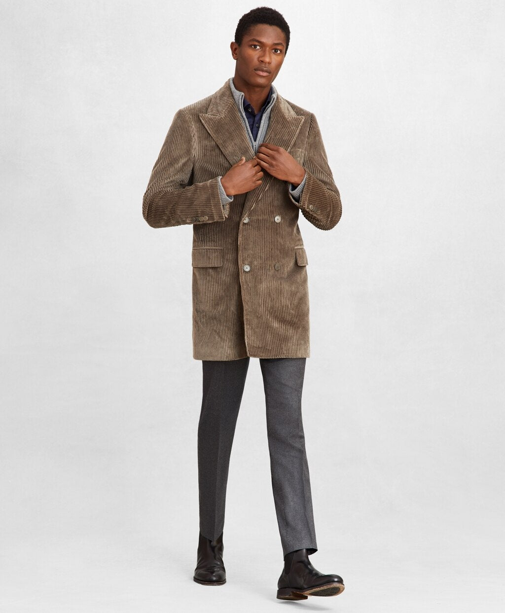 Brooks Brothers Men Golden Fleece® Double-Breasted Corduroy Topcoat