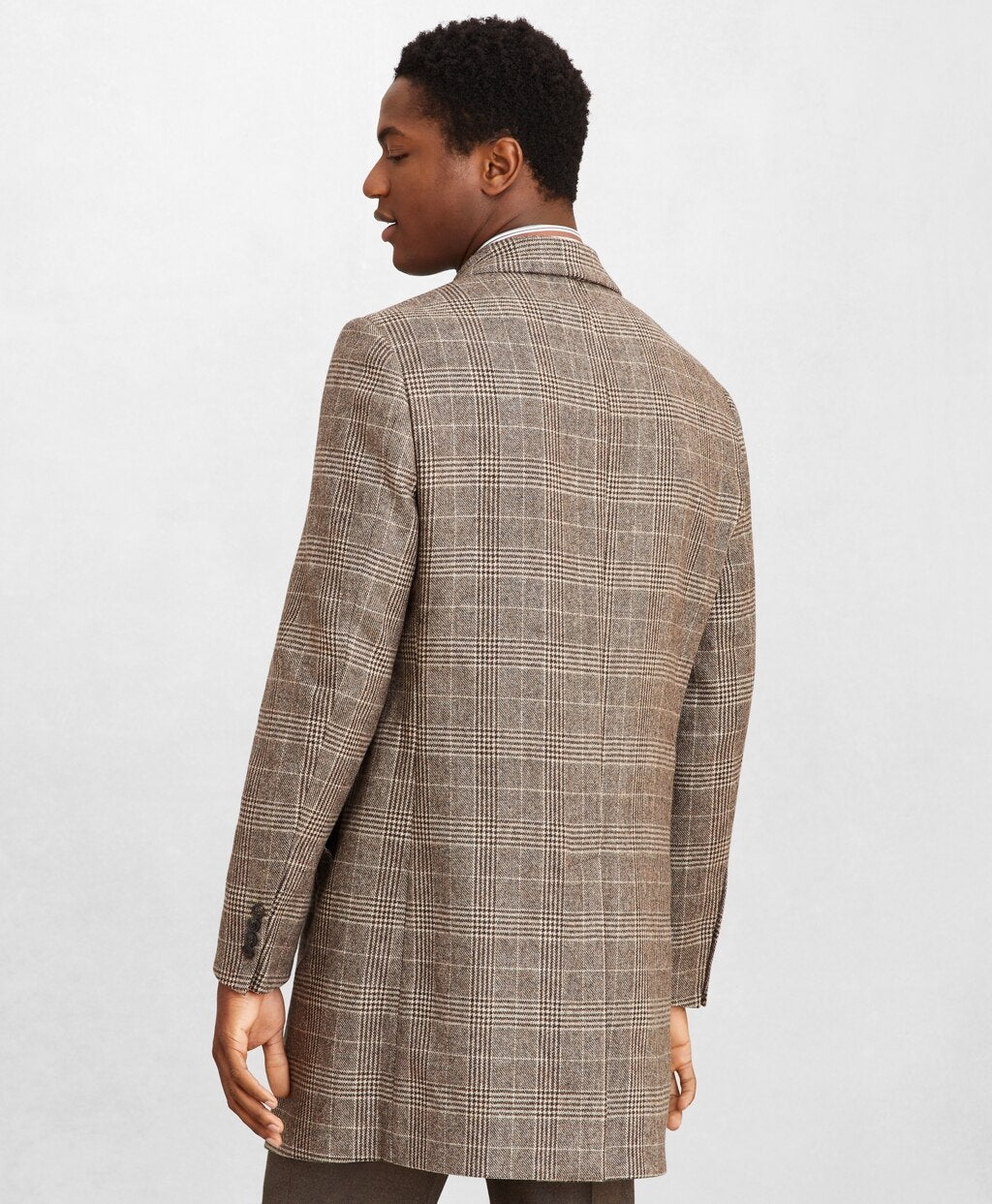 Brooks Brothers Men Golden Fleece® Double-Breasted Plaid Topcoat
