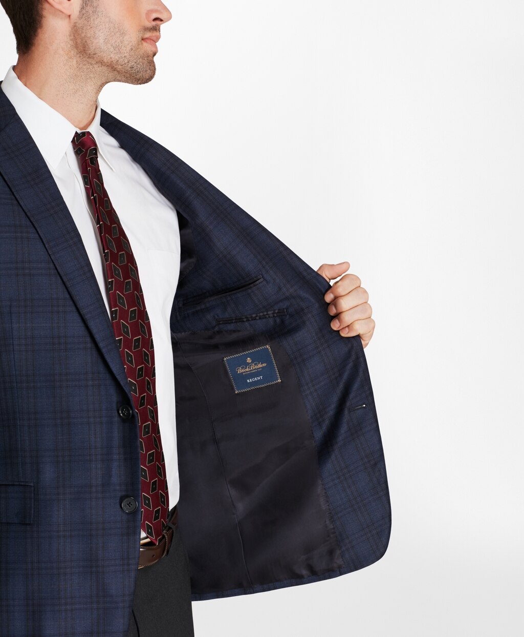 Brooks Brothers Men Regent Fit Blue Plaid with Deco Sport Coat