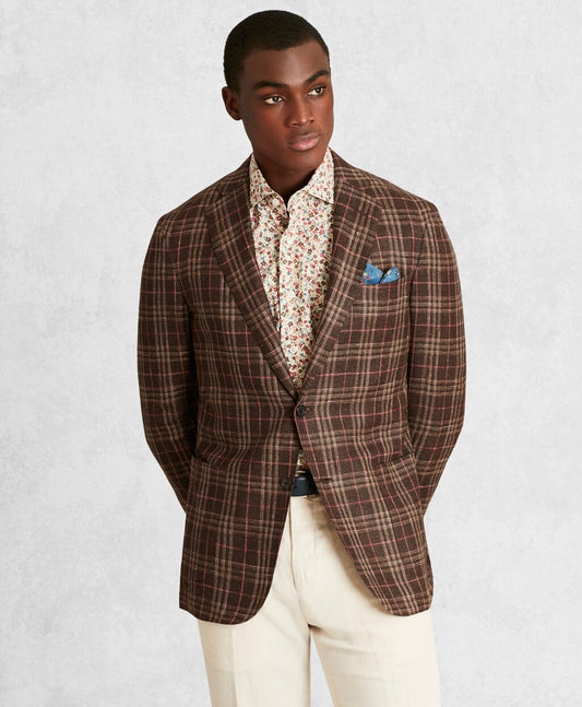 Brooks Brothers Men Golden Fleece® Silk-Blend Plaid Sport Coat