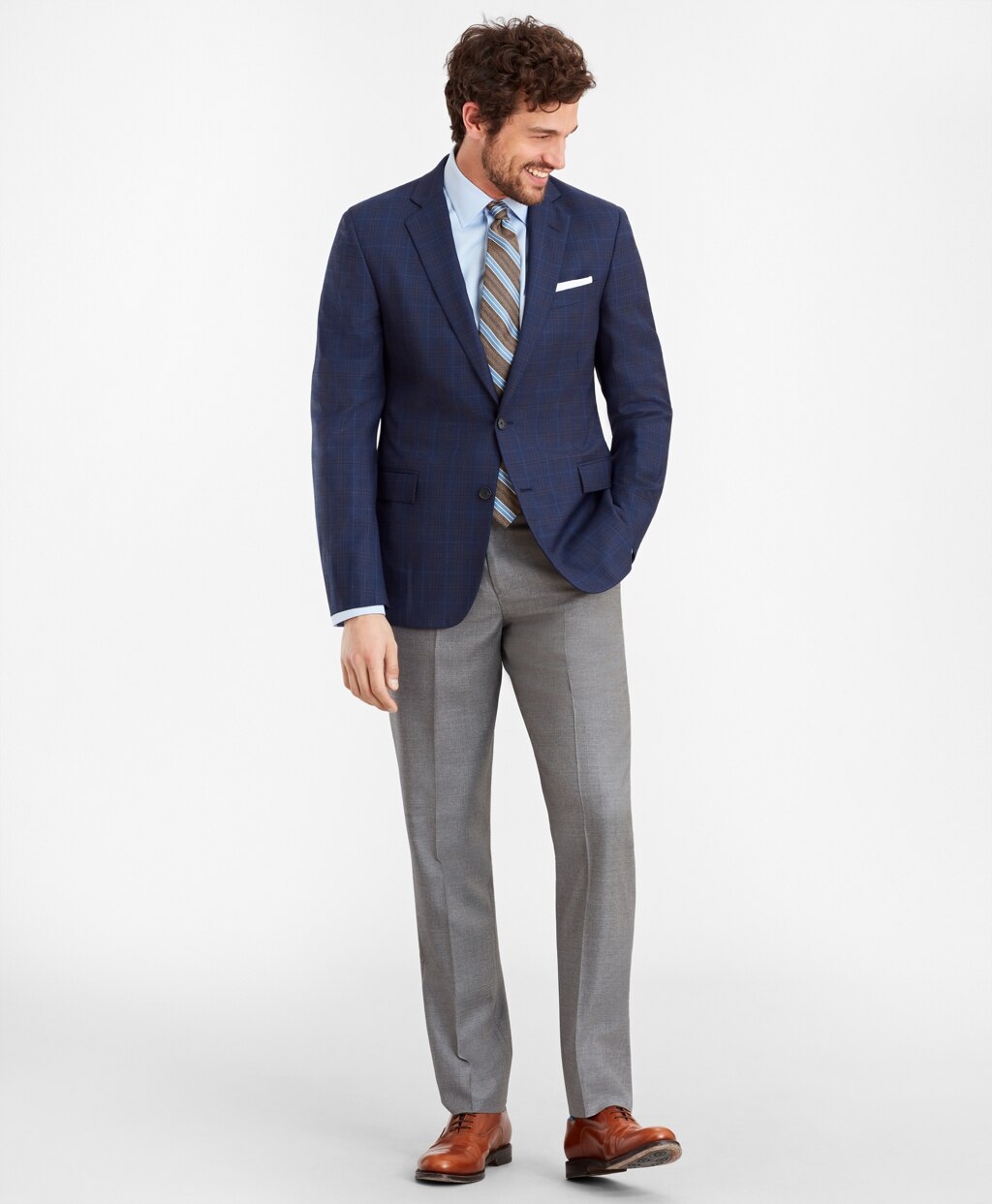 Brooks Brothers Men Regent Fit Navy Plaid Sport Coat