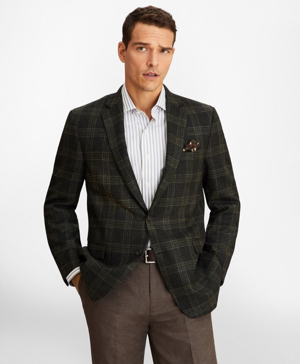 Brooks Brothers Men Regent Fit Green Plaid Sport Coat