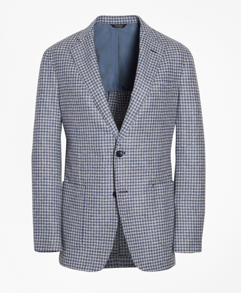 Brooks Brothers Men Golden Fleece® Wool-Blend Houndstooth Blue Sport Coat