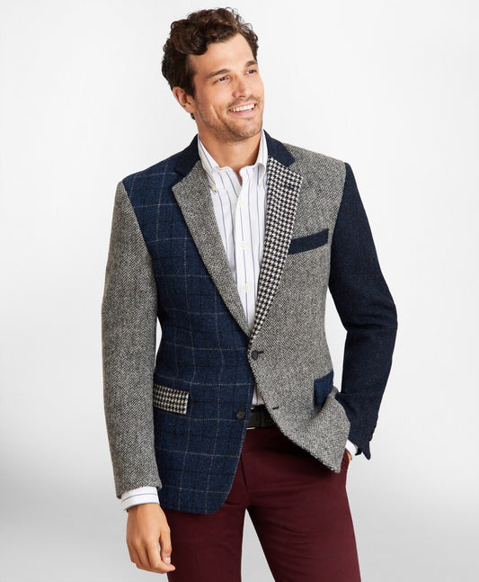 Brooks Brothers Men Regent Fit Harris Tweed Mixed Pattern Sport Coat