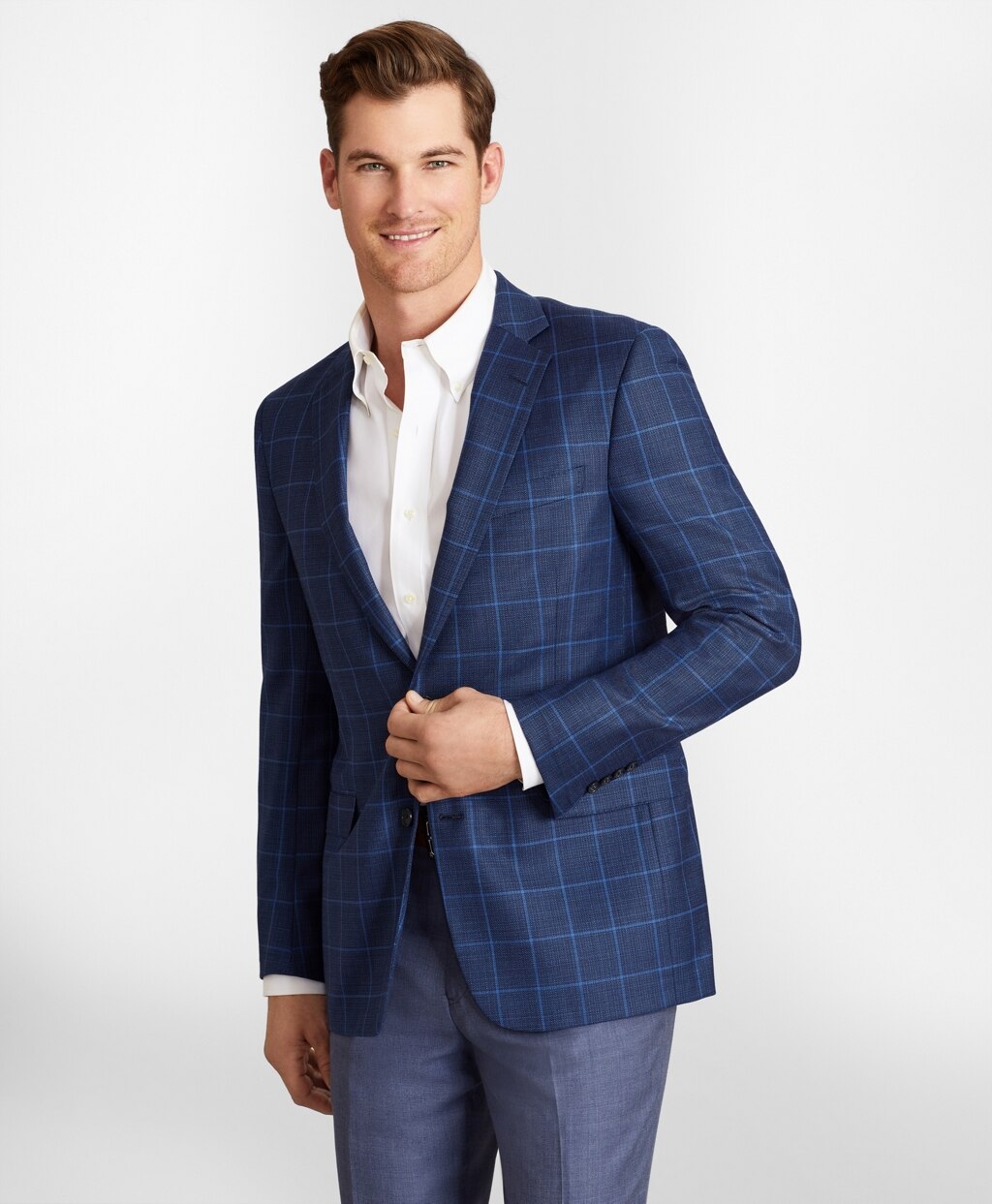 Brooks Brothers Men Regent Fit Hopsack Windowpane Sport Coat