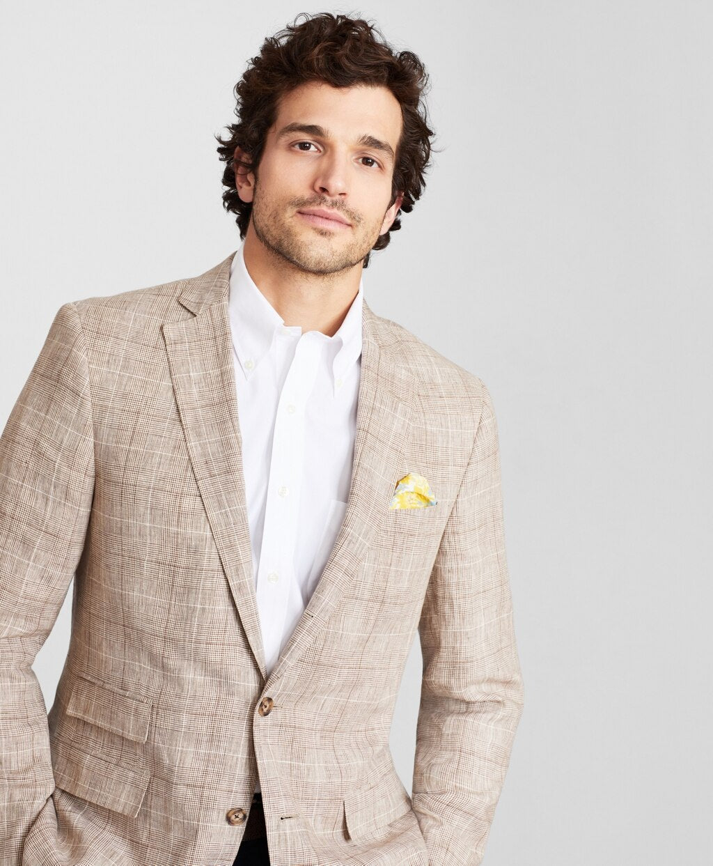Brooks Brothers Men Regent Fit Check Linen Sport Coat