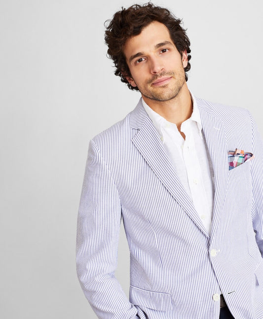 Brooks Brothers Men Regent Fit Stripe Seersucker Sport Coat
