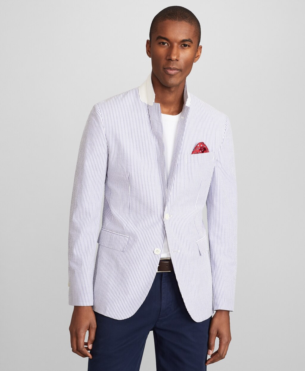Brooks Brothers Men Milano Fit Stripe Seersucker Sport Coat