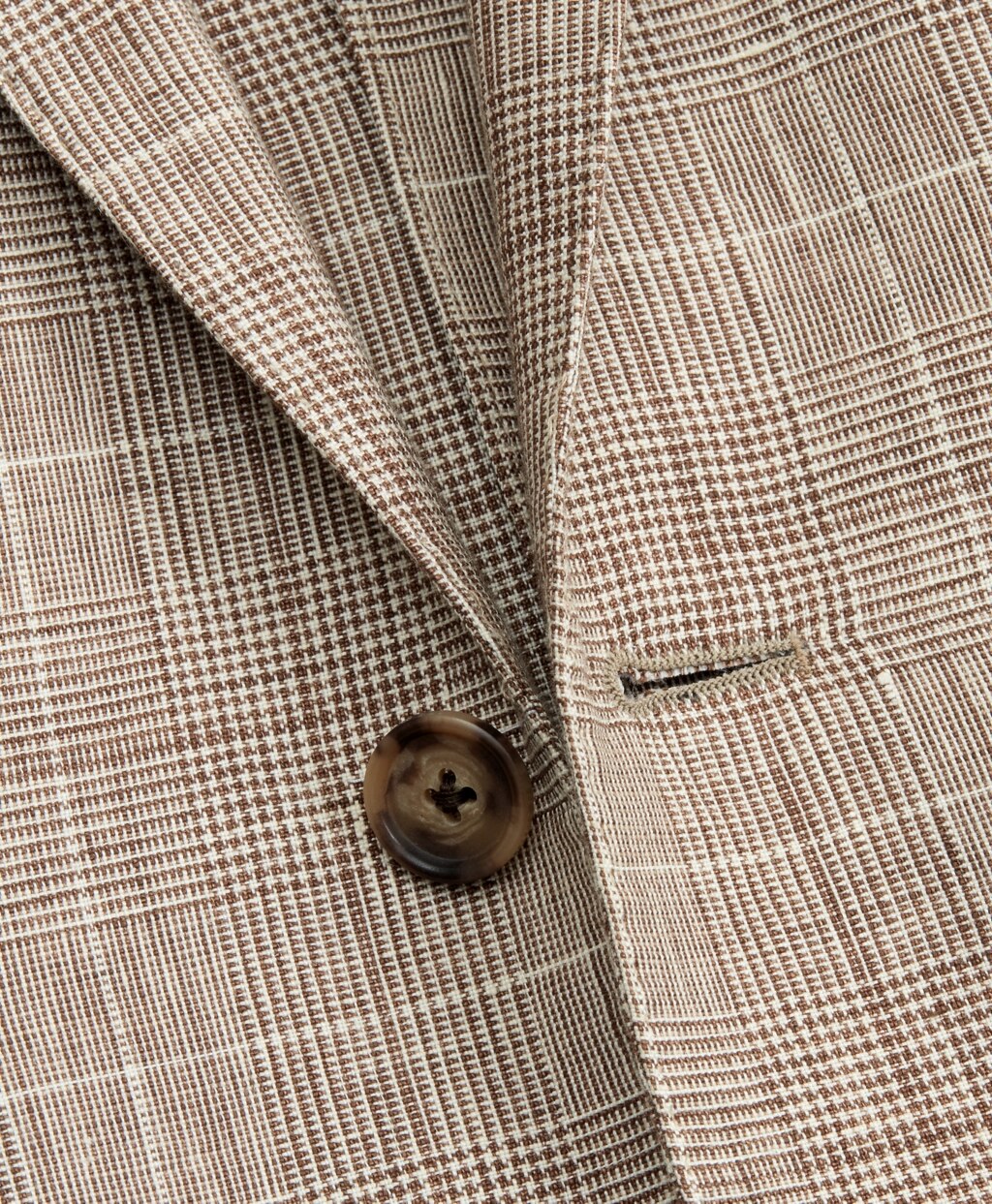 Brooks Brothers Men Milano Fit Three-Button Check Linen Sport Coat
