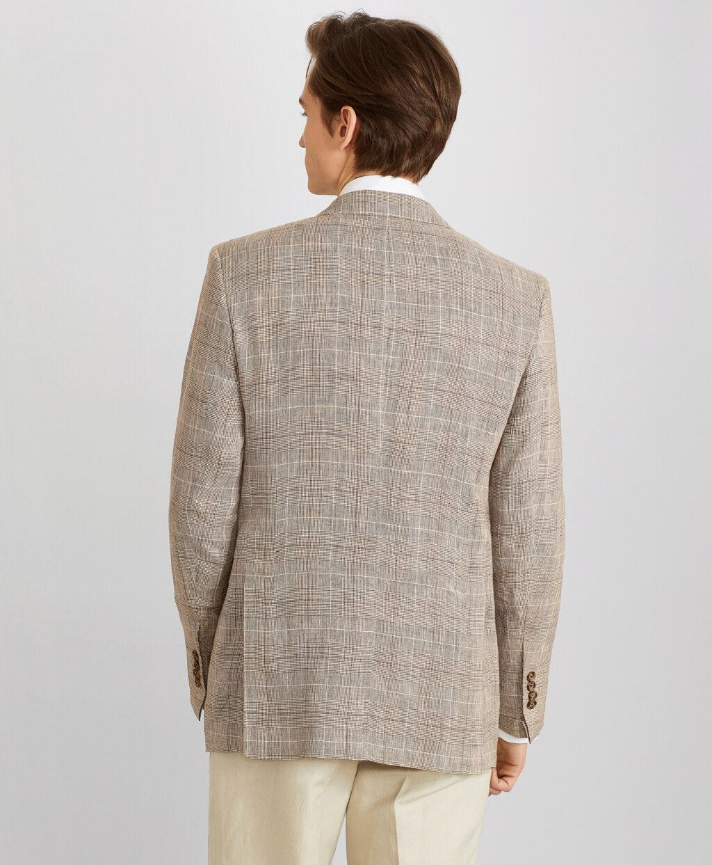 Brooks Brothers Men Milano Fit Three-Button Check Linen Sport Coat