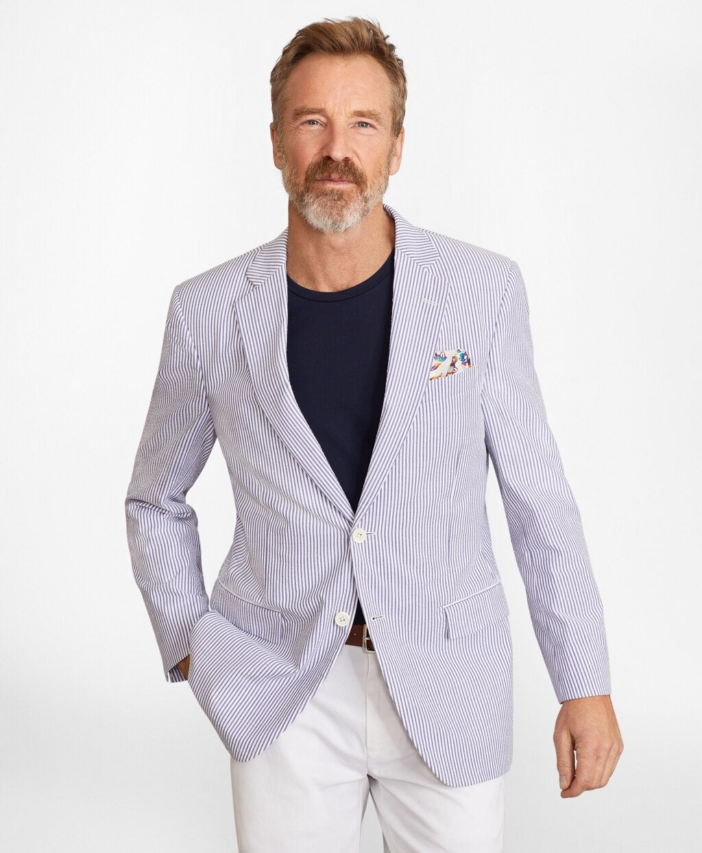 Brooks Brothers Men Madison Fit Stripe Seersucker Sport Coat