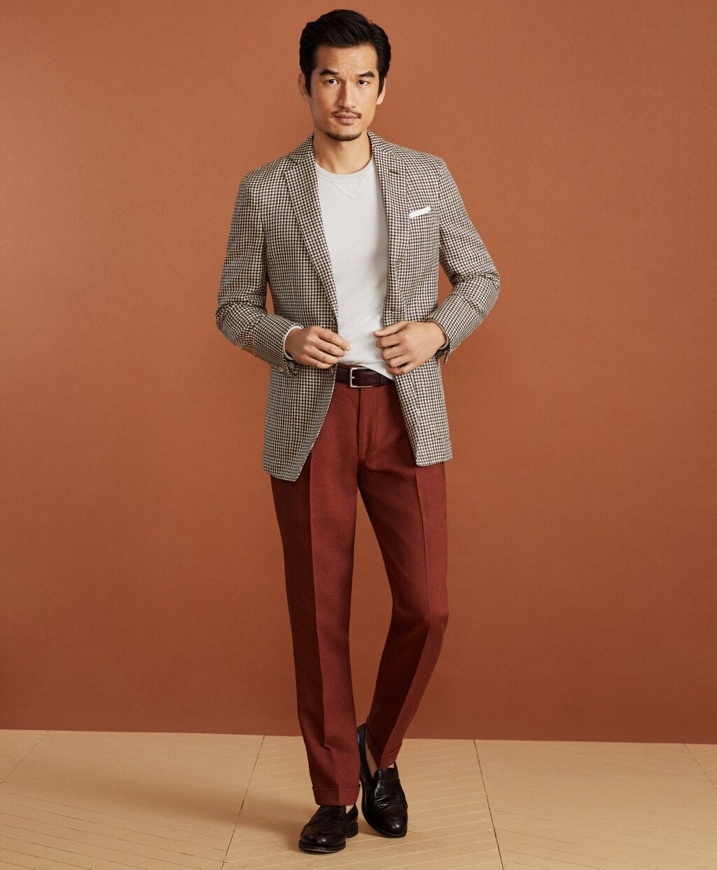 Brooks Brothers Men Golden Fleece® BrooksCloud™ Silk-Linen-Cotton Houndstooth Sport Coat