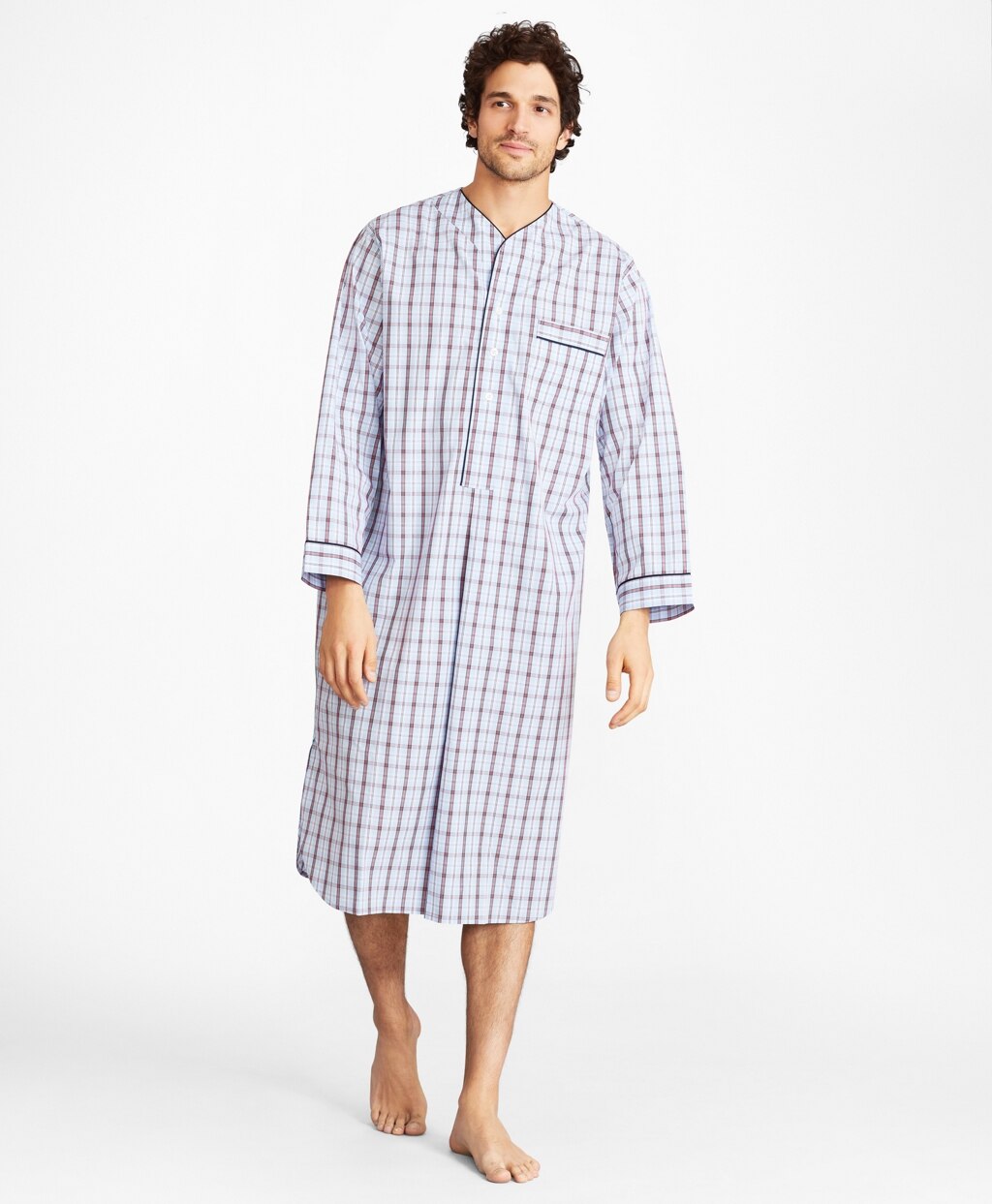 Brooks Brothers Men Double-Plaid Nightshirt