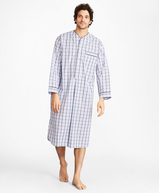 Brooks Brothers Men Double-Plaid Nightshirt