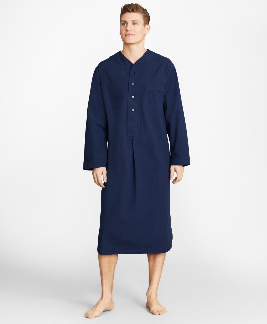 Brooks Brothers Men Seersucker Tonal Stripe Nightshirt